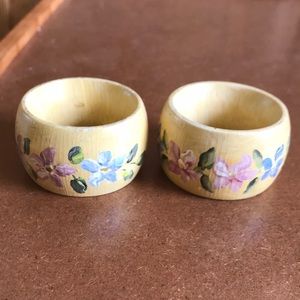 Pair of French hand painted napkin rings